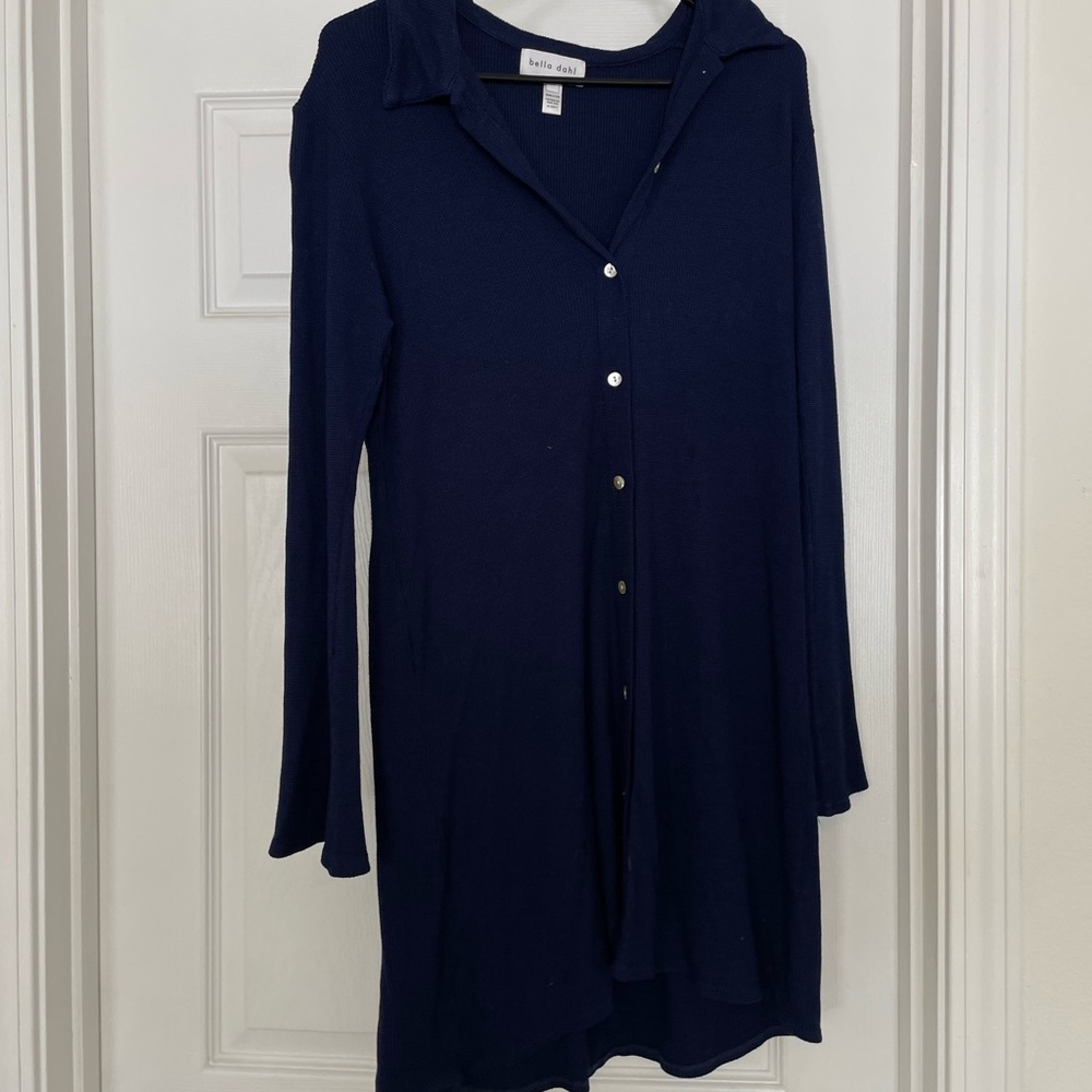 Navy Button-Up Shirt Dress